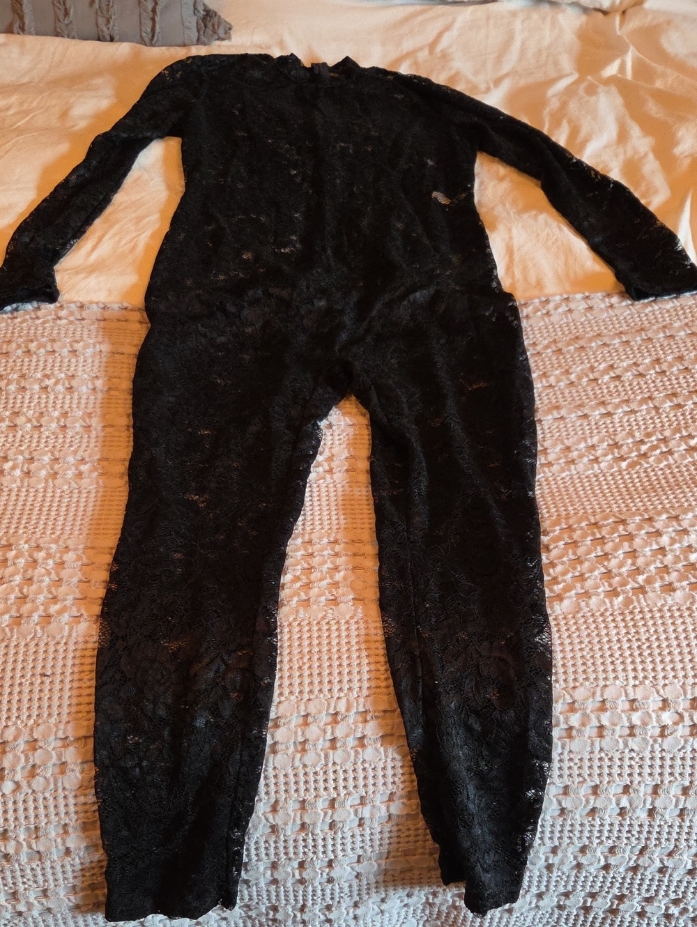 Black Lace Long-Sleeve Jumpsuit
